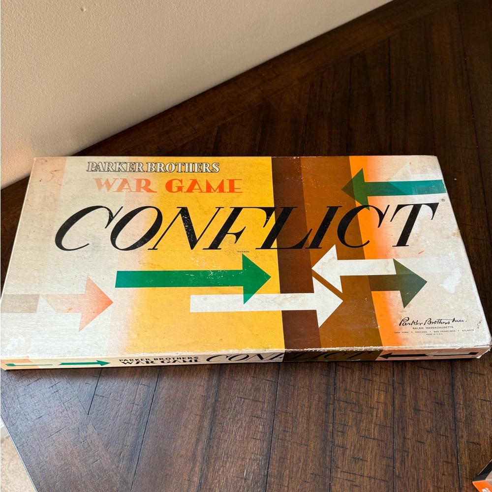 VTG 1960 War Game CONFLICT Board Game Parker Brothers *COMPLETE* Metal Pieces